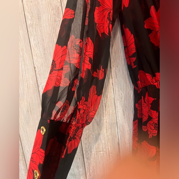 Miley+Molly Red/Black Floral Sheer Dress - Picture 5 of 10
